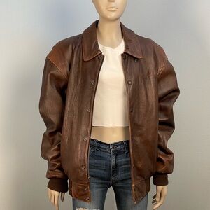 Harley Davidson Oversized Brown Leather jacket Men’s Medium / Women’s Large